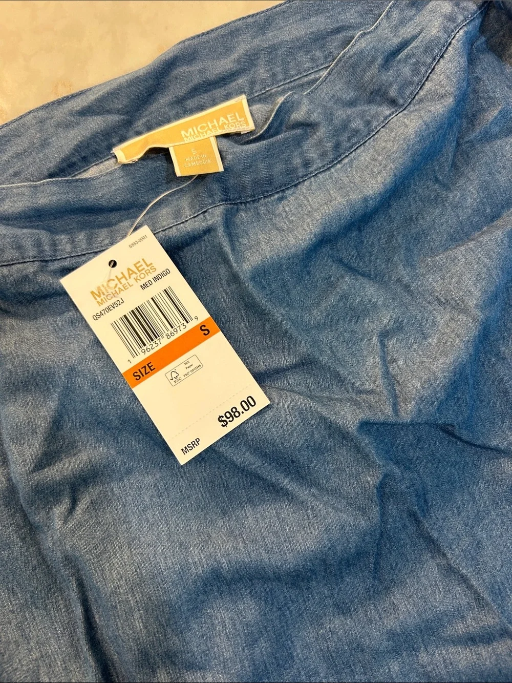 NWT Michael Kors Chambray Ruffle Maxi Skirt